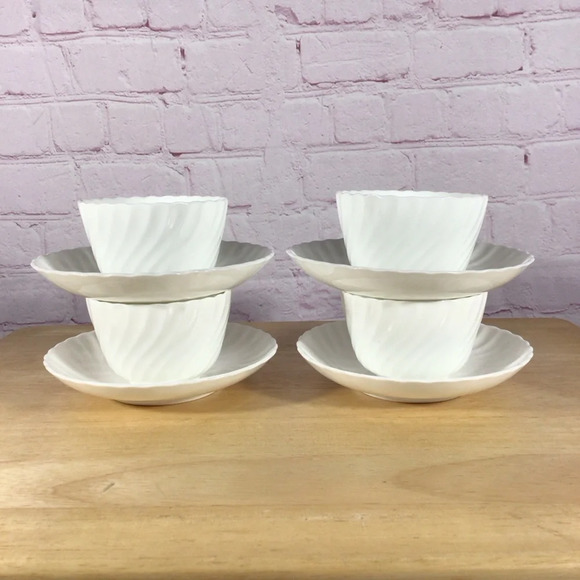 Vintage Minton White Fife Cup and Saucer - Set of 4 - Picture 4 of 10